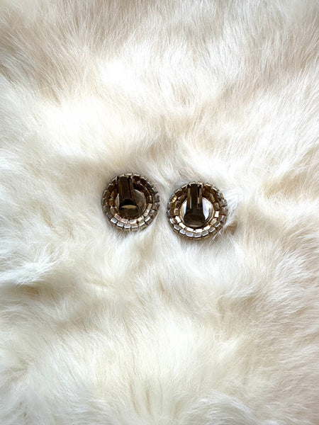 1950s/1960s rhinestone round clip-on earrings