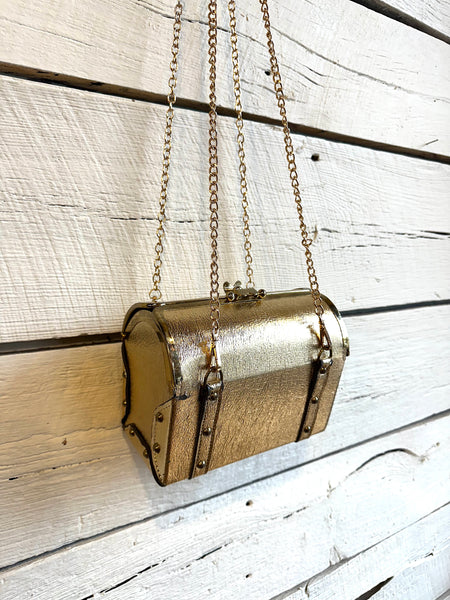 1960s gold metallic box purse