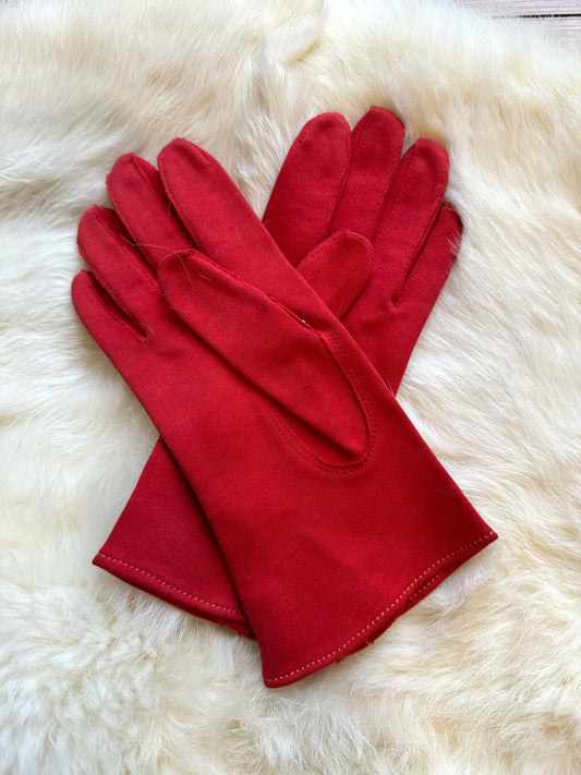 1950s red buttoned gloves by Claire McCardell