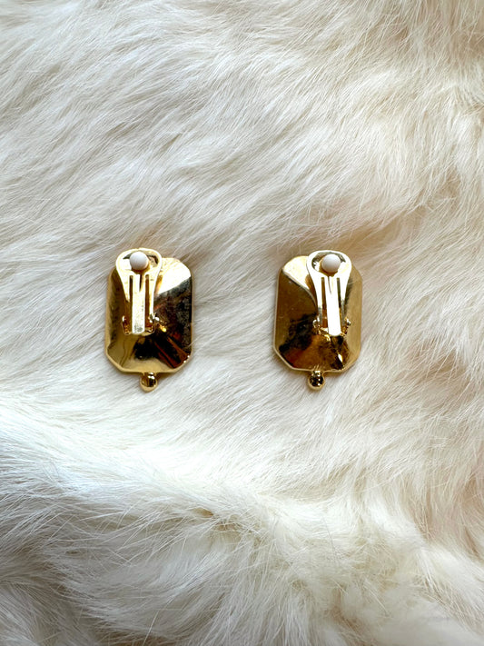 1980s pink and gold costume clip on earrings