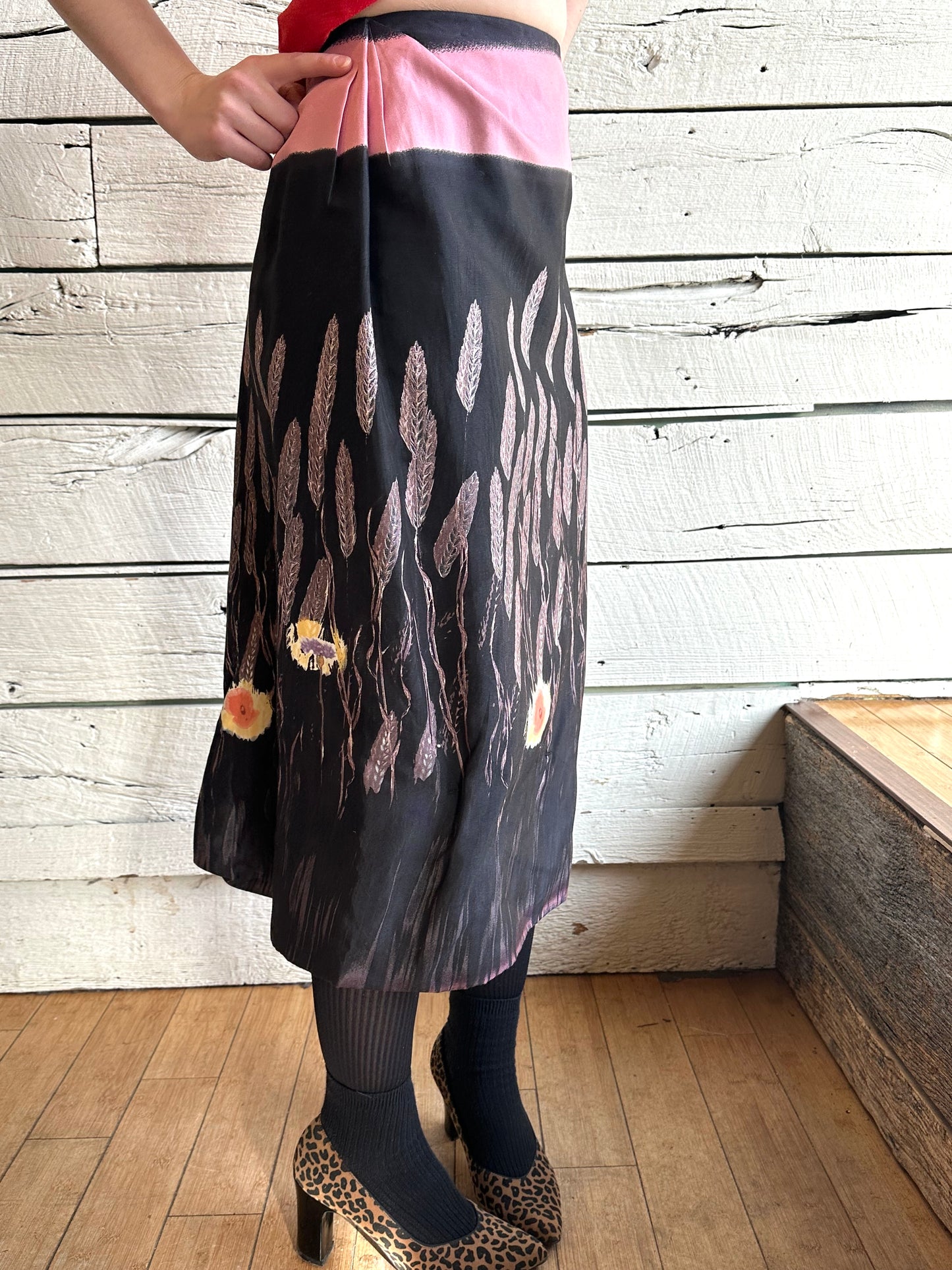 1998 Prada wheat printed skirt
