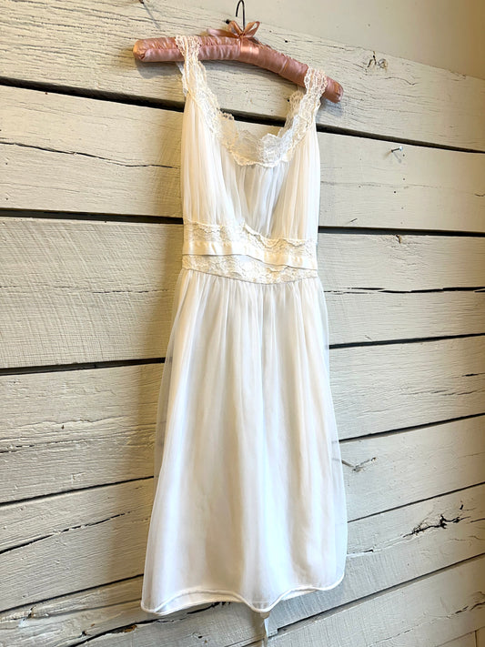 1960s lace trim lingerie dress