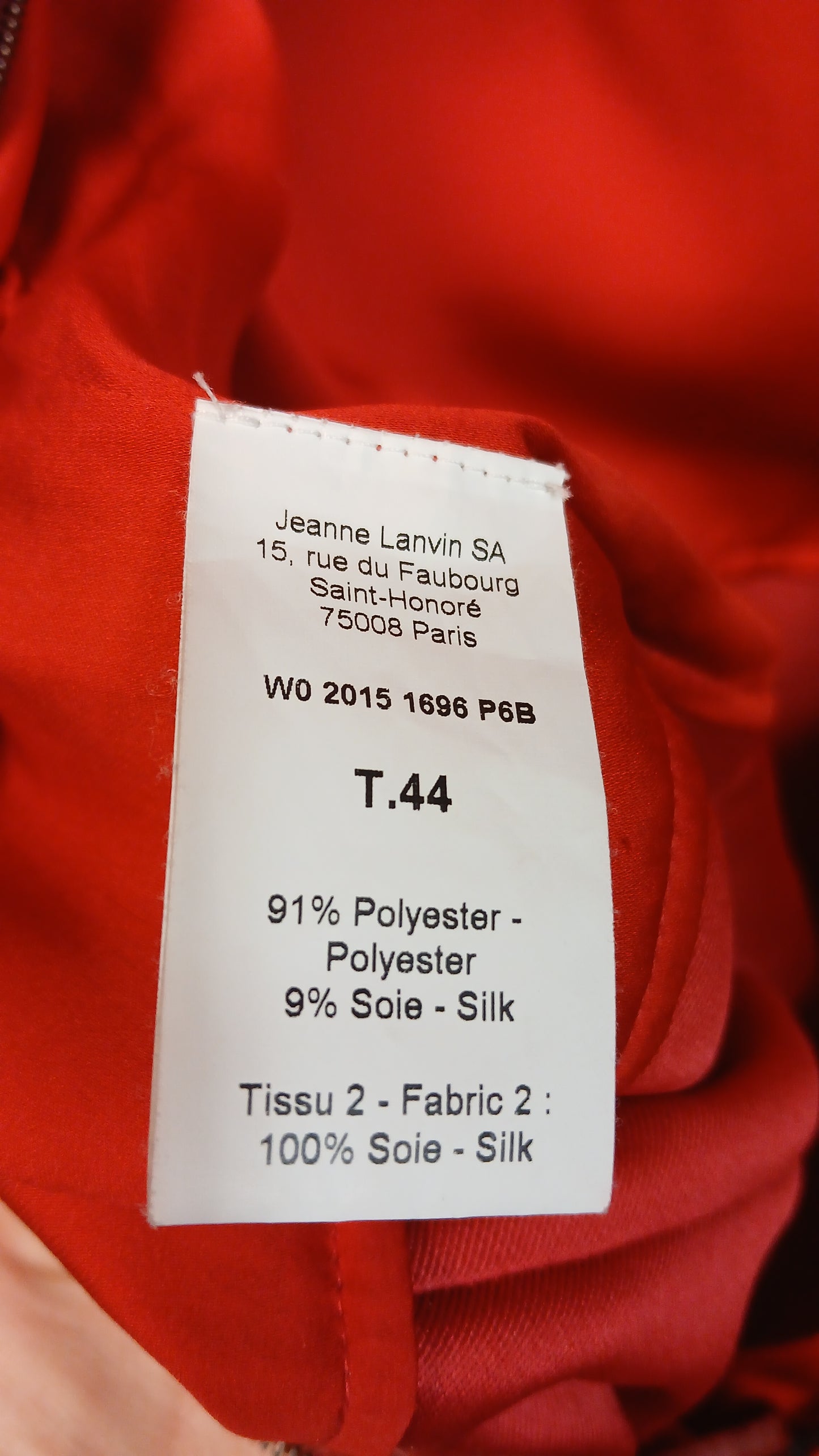 2015 Red Silk Accent Lanvin Cocktail Dress