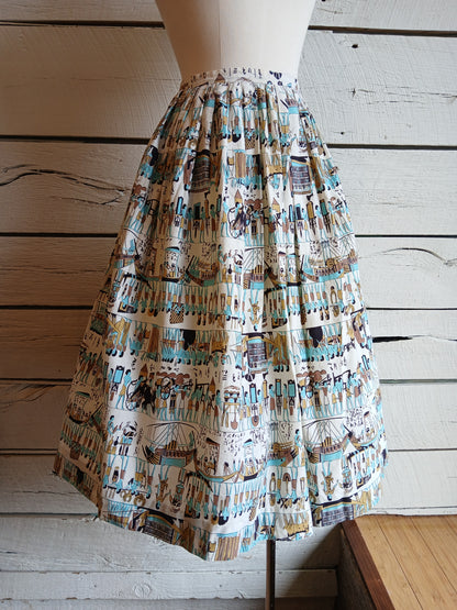 1950s Egyptian Print Skirt