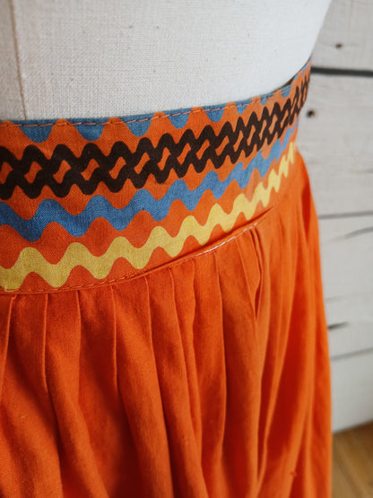 1950s Orange Rickrack Print Skirt