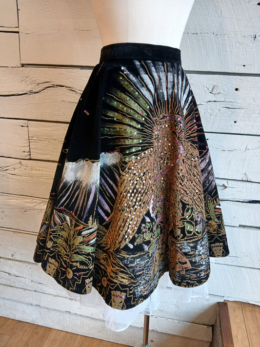 1950s Hand-painted Eagle vs Snake Skirt