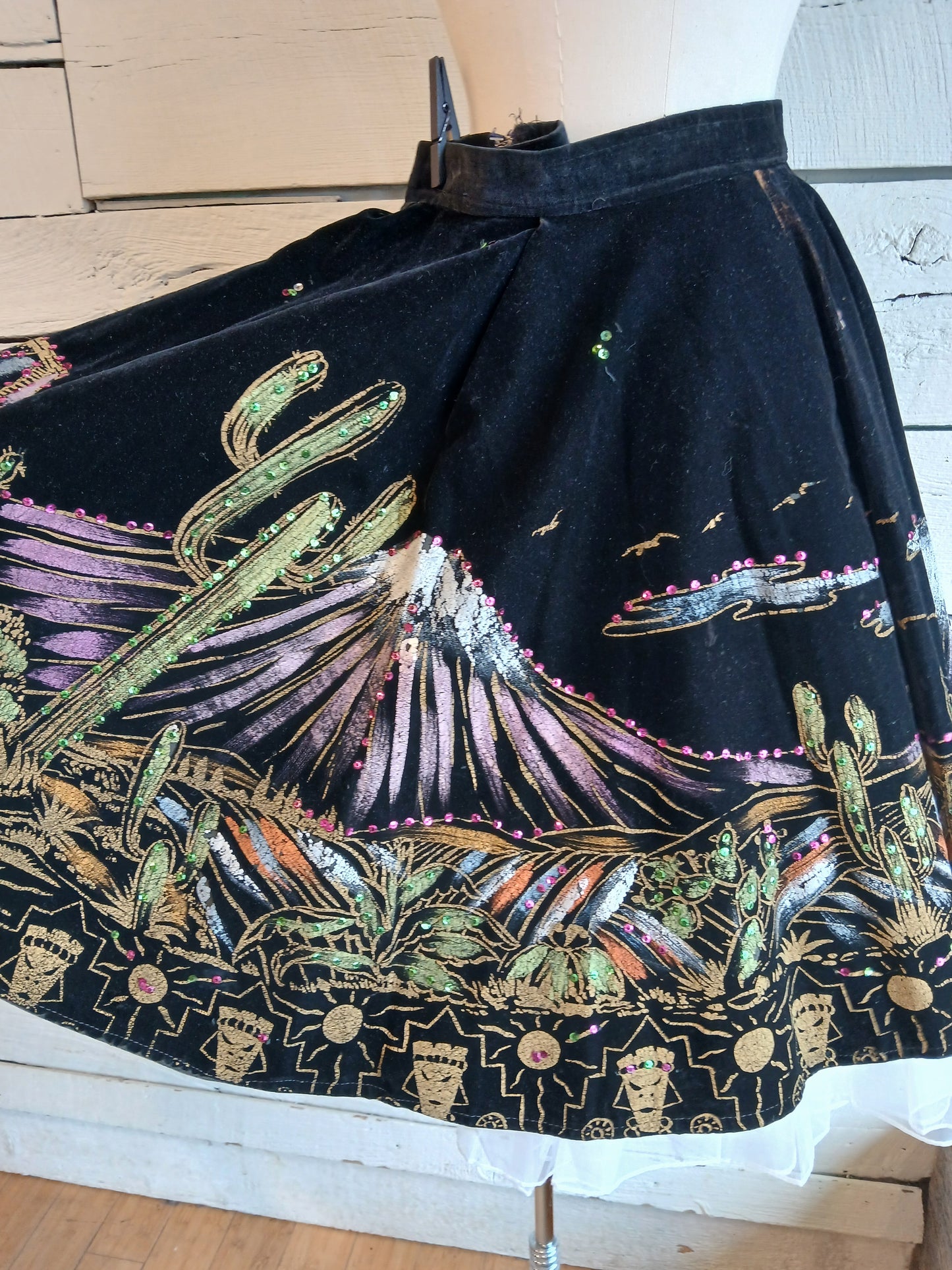1950s Hand-painted Eagle vs Snake Skirt