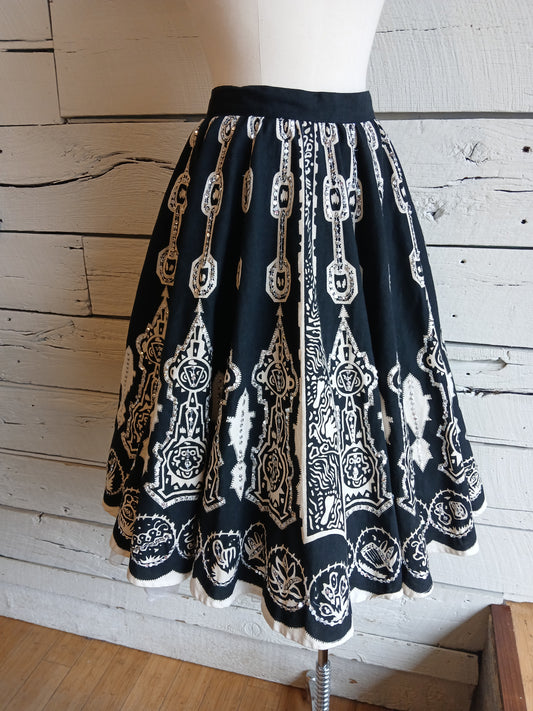 1950s Black and White Sequined Skirt