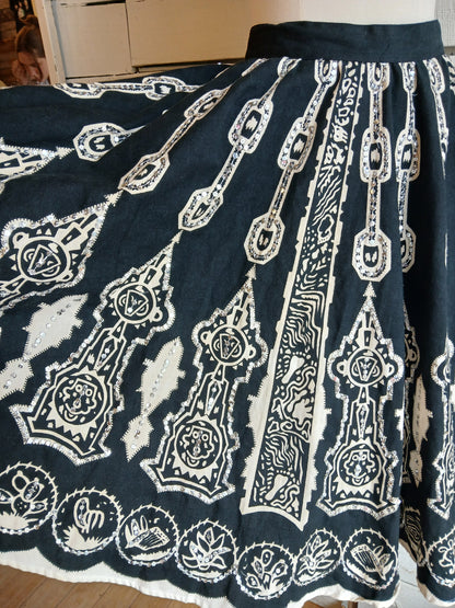 1950s Black and White Sequined Skirt