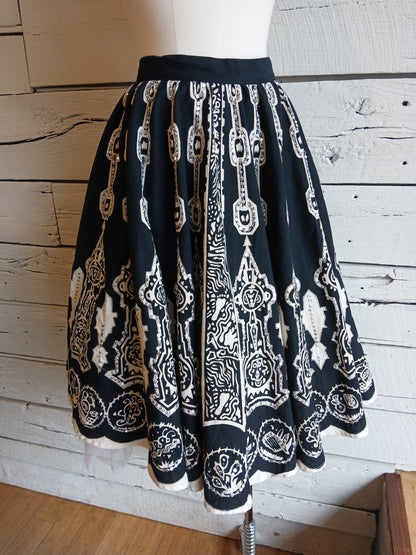 1950s Black and White Sequined Skirt