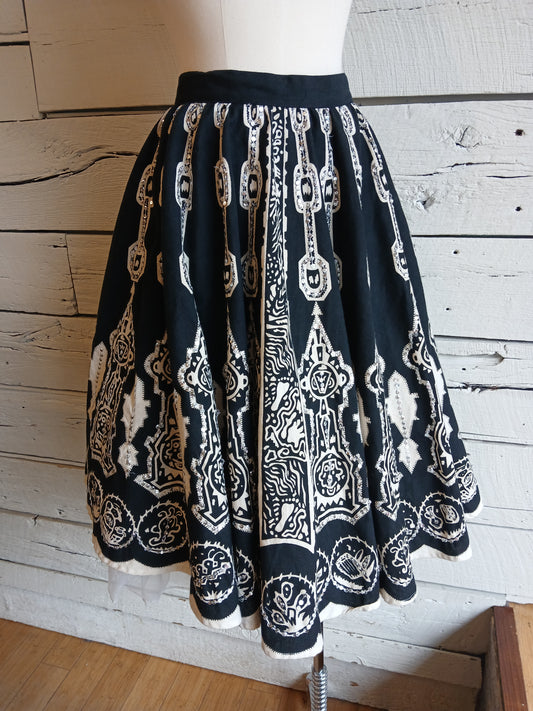 1950s Black and White Sequined Skirt