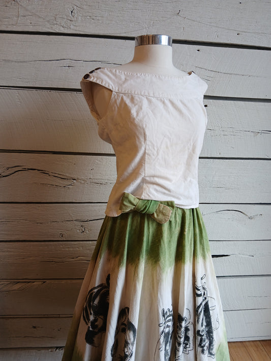 1950s Mexican Circle Skirt Two-Piece Set