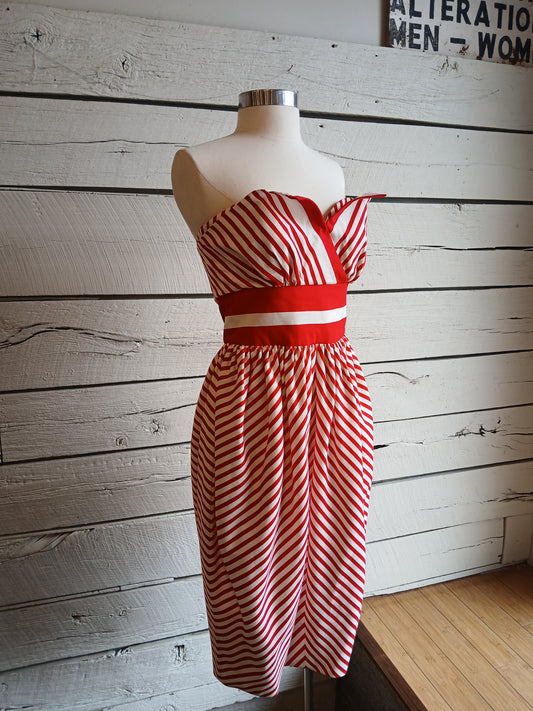 1980s Striped Victor Costa Beach Dress