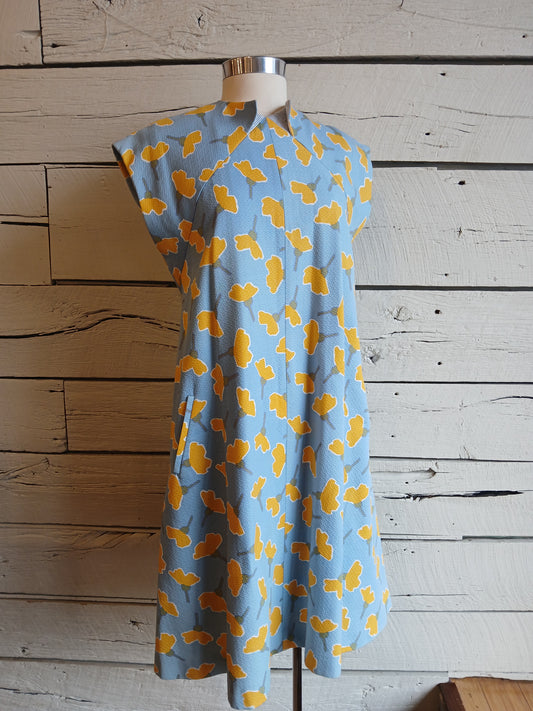 1980s Floral Geoffrey Beene Trapeze Dress