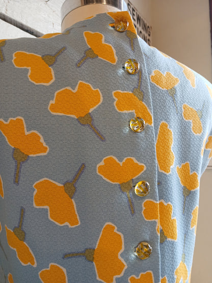 1980s Floral Geoffrey Beene Trapeze Dress