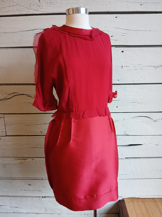 2015 Red Silk Accent Lanvin Cocktail Dress