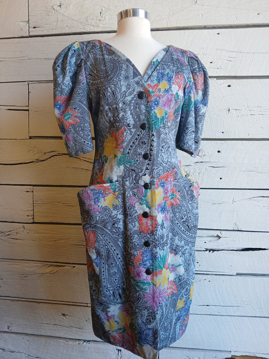 1980s Floral Lanvin Dress