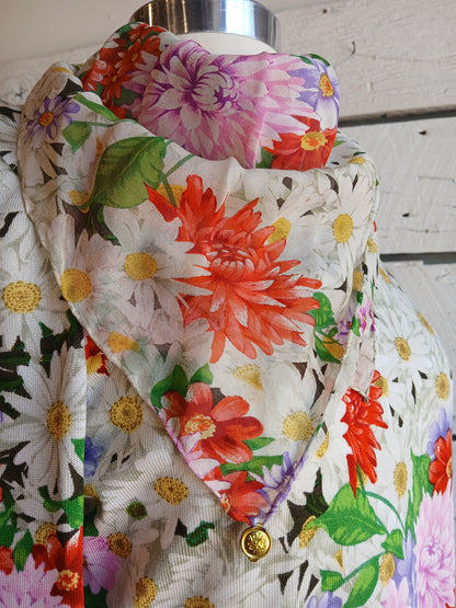 1970s Goldworm Floral Knit Dress with matching scarf