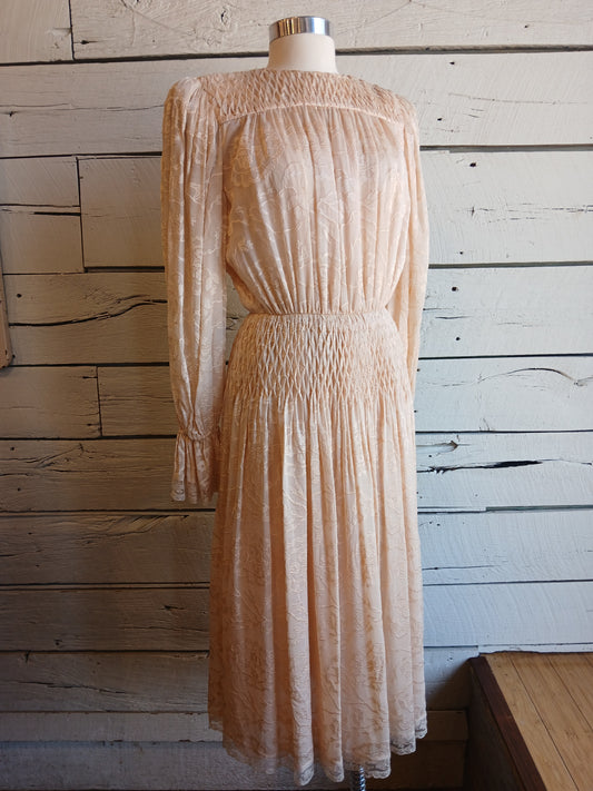 1980s Peach Oscar de la Renta Dress