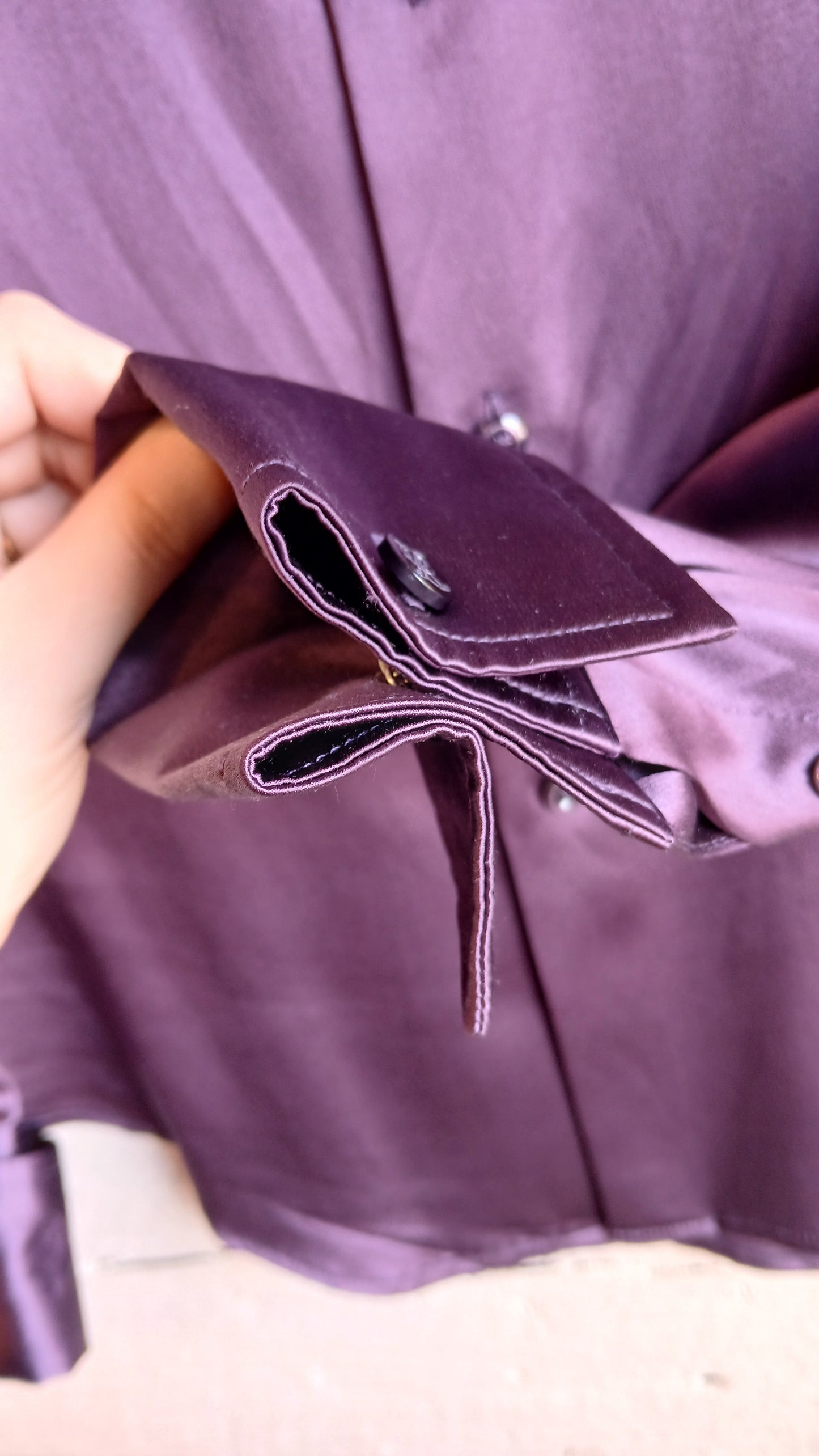1990s Purple Silk French Cuff Ralph Lauren Blouse