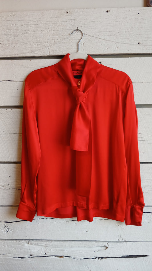 1980s Red Tie Escada Blouse