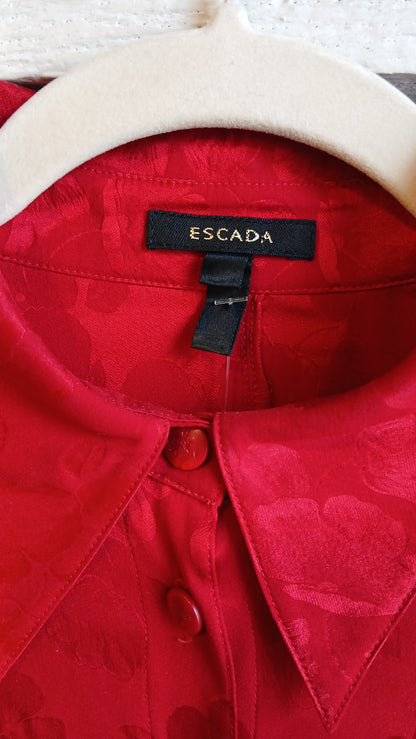 Y2k Red Embossed Floral Escada Blouse