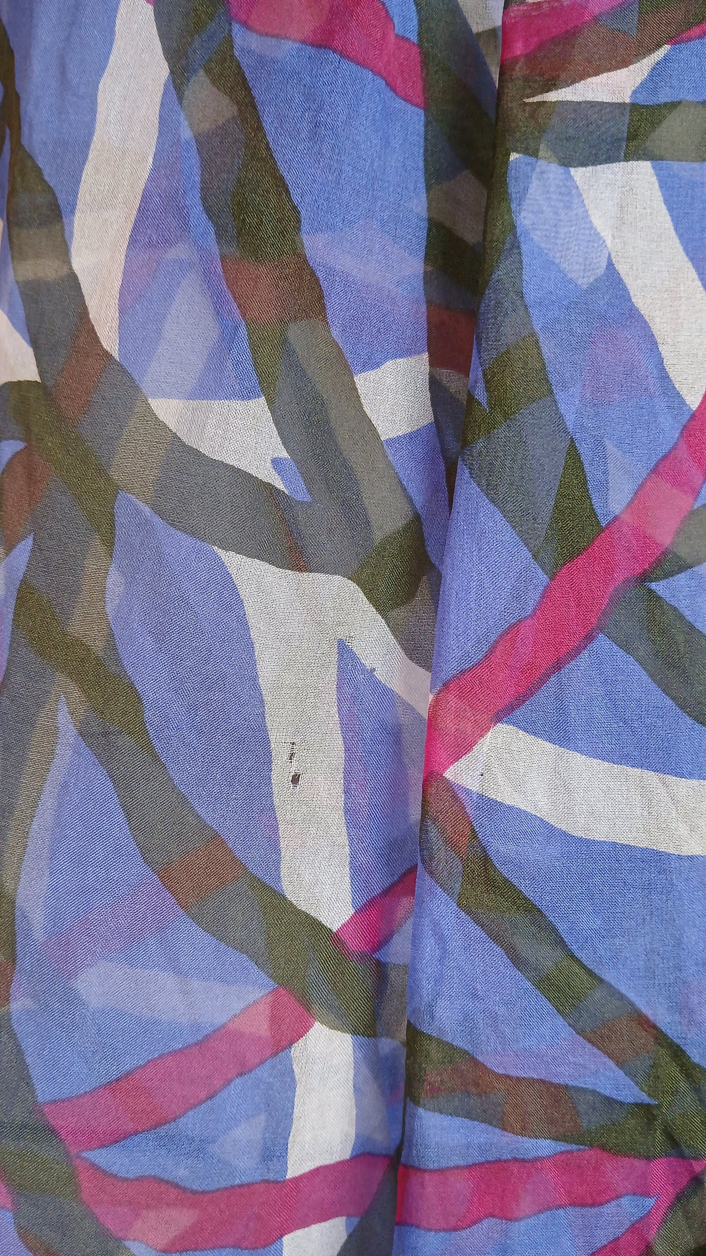 1970s YSL Silk Chiffon Blue Abstract Print Blouse