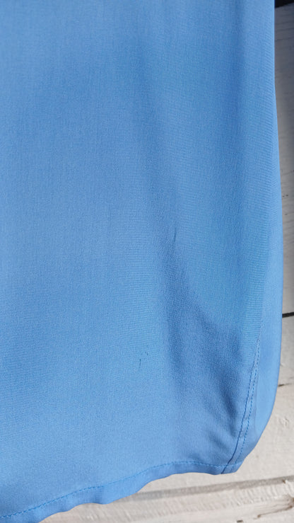1980s YSL Baby Blue Pussy Bow Blouse