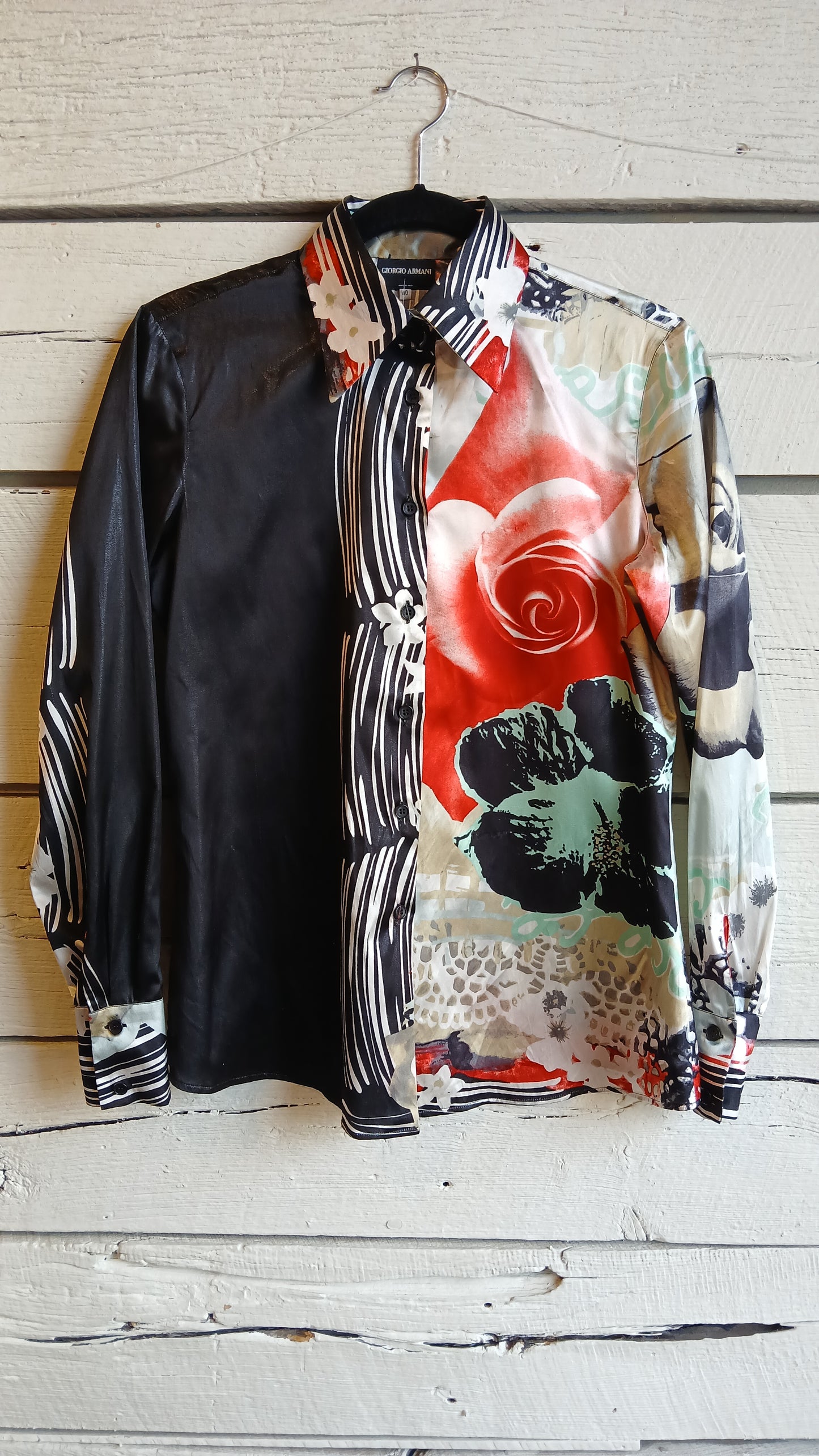 1990s Abstract Floral Armani Blouse
