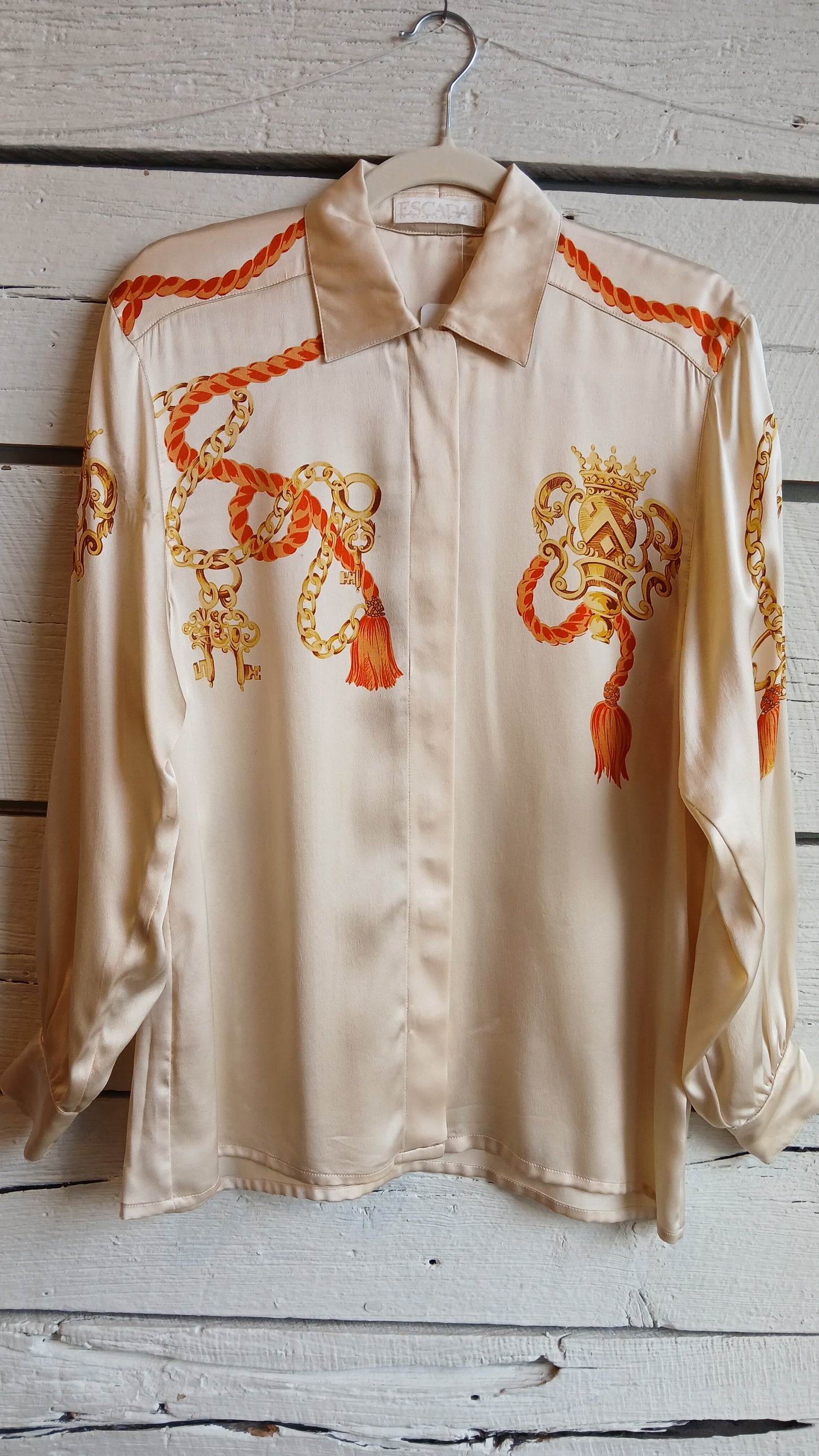 1980s Trompe L’oeil Tassle and Chain Escada Blouse