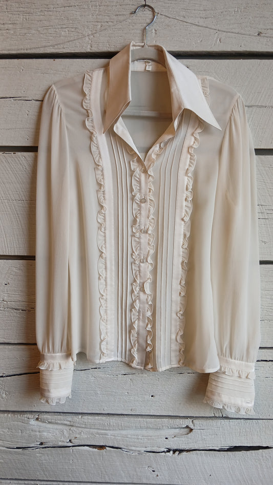 1990s Sheer Escada Ruffle Blouse