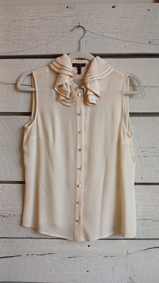 1990s Sleeveless Escada Ruffle Blouse