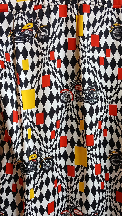 1980s Optical Illusion Motorcycle Print Escada Blouse