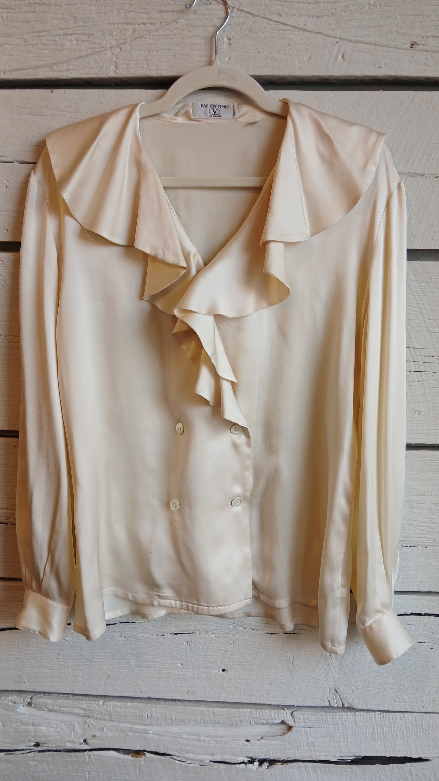1980s Valentino Double Breasted Silk Blouse
