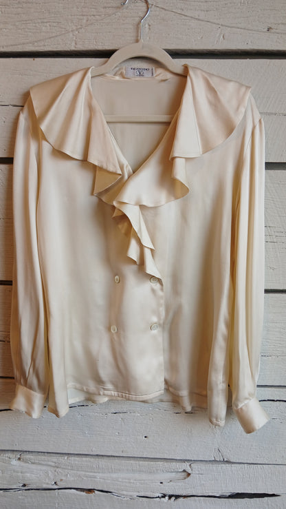 1980s Valentino Double Breasted Silk Blouse