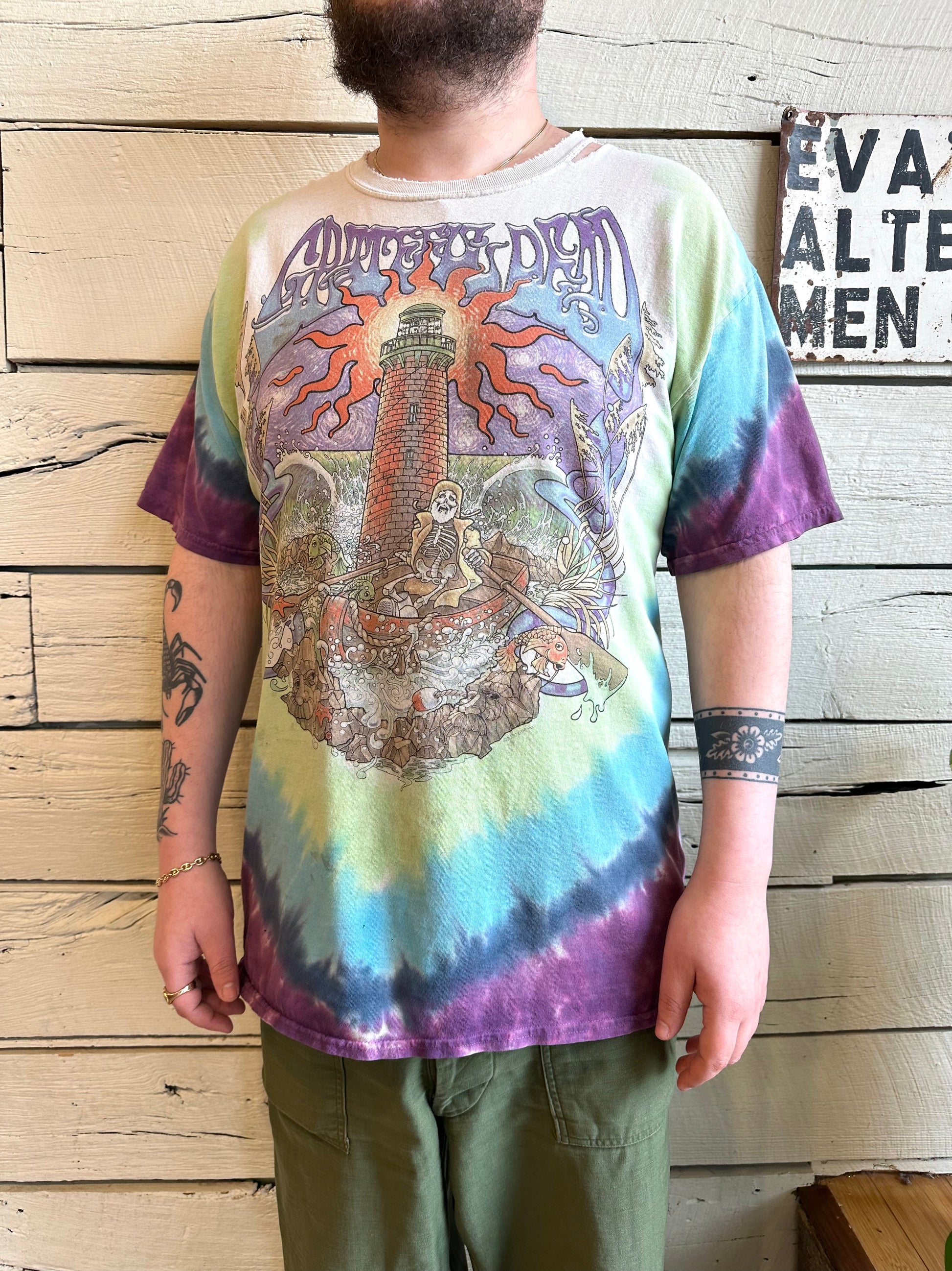 Grateful Dead Queen Of Spades Tie-Dye Long Sleeve T-Shirt – Liquid Blue, Sizes M-XXL