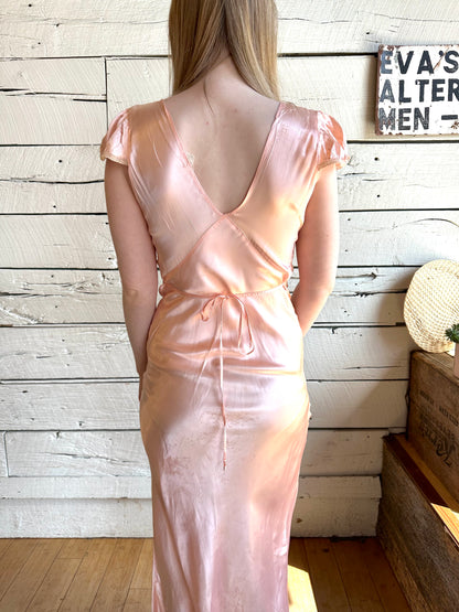 1930s satin blend ruched full-length slip