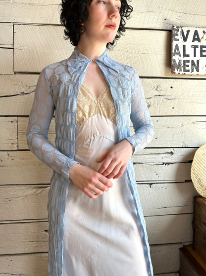 1930s/1940s blue dot fishnet duster