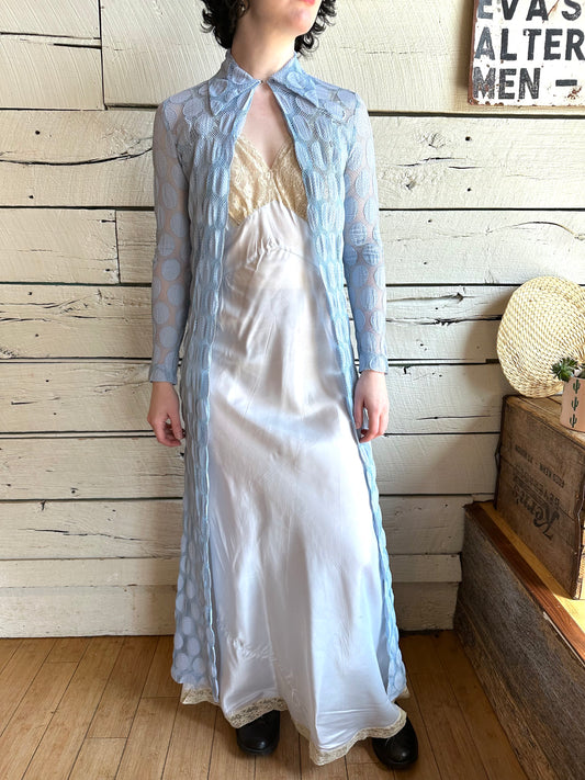 1930s/1940s blue dot fishnet duster