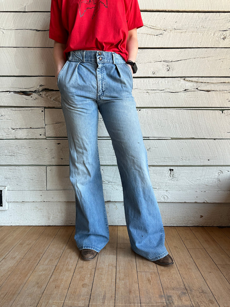 1970s pleated wide leg bell bottom jeans – Lost and Found Vintage