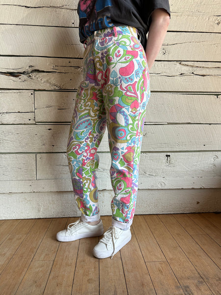 1990s psychedelic printed jeans