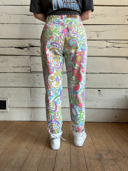 1990s psychedelic printed jeans