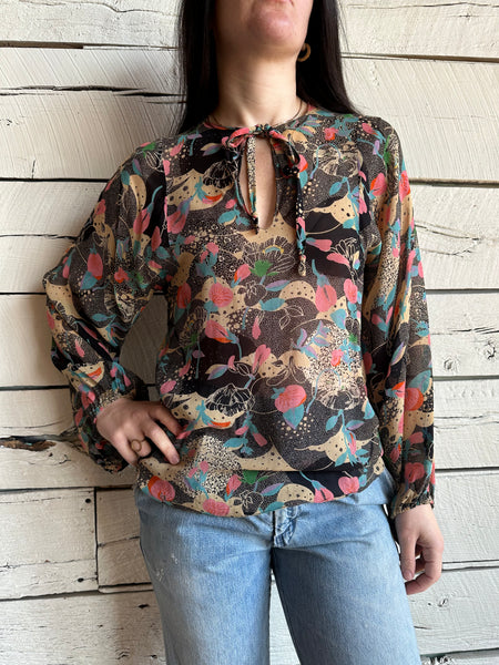 1970s Valerie Porr printed blouse