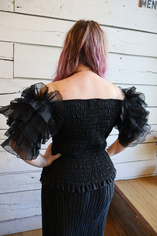 1980s Louis Feraud Ruffle Sleeve Blouse