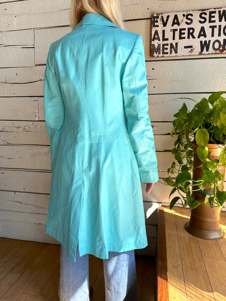 1990s/2000s Emporio Armani baby blue leather jacket