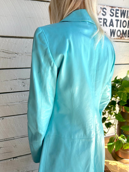 1990s/2000s Emporio Armani baby blue leather jacket