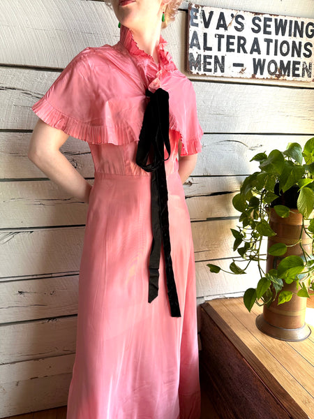 1930s taffeta dress with matching capelet