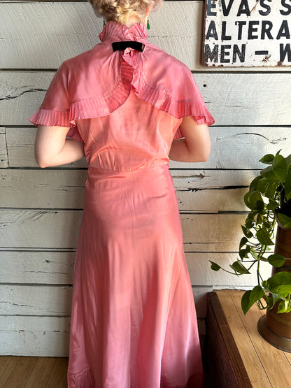 1930s taffeta dress with matching capelet