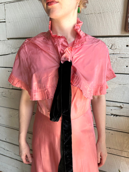 1930s taffeta dress with matching capelet