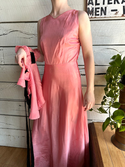 1930s taffeta dress with matching capelet